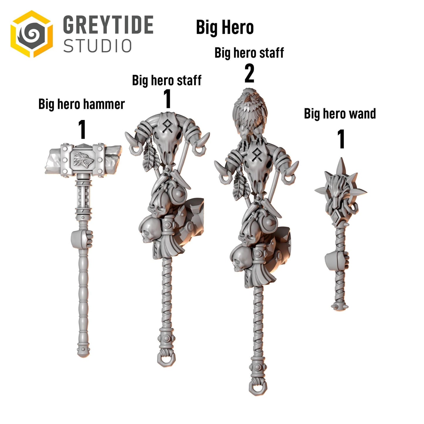 3d Printed Primal Hounds Big Heroic Poses by Greytide Studio