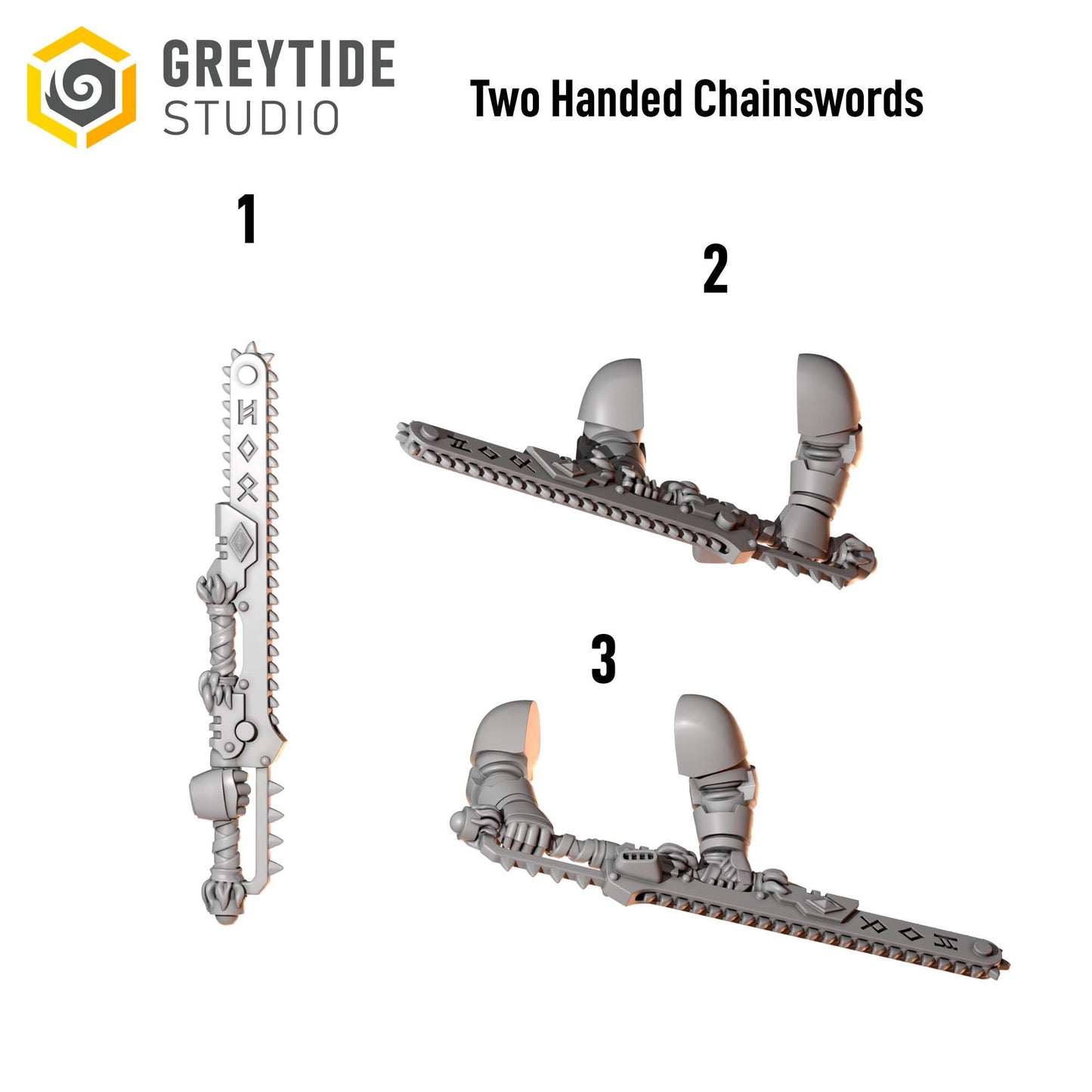 3d Printed Primal Hounds 2 Handed Chainswords Set x6  by Greytide Studio