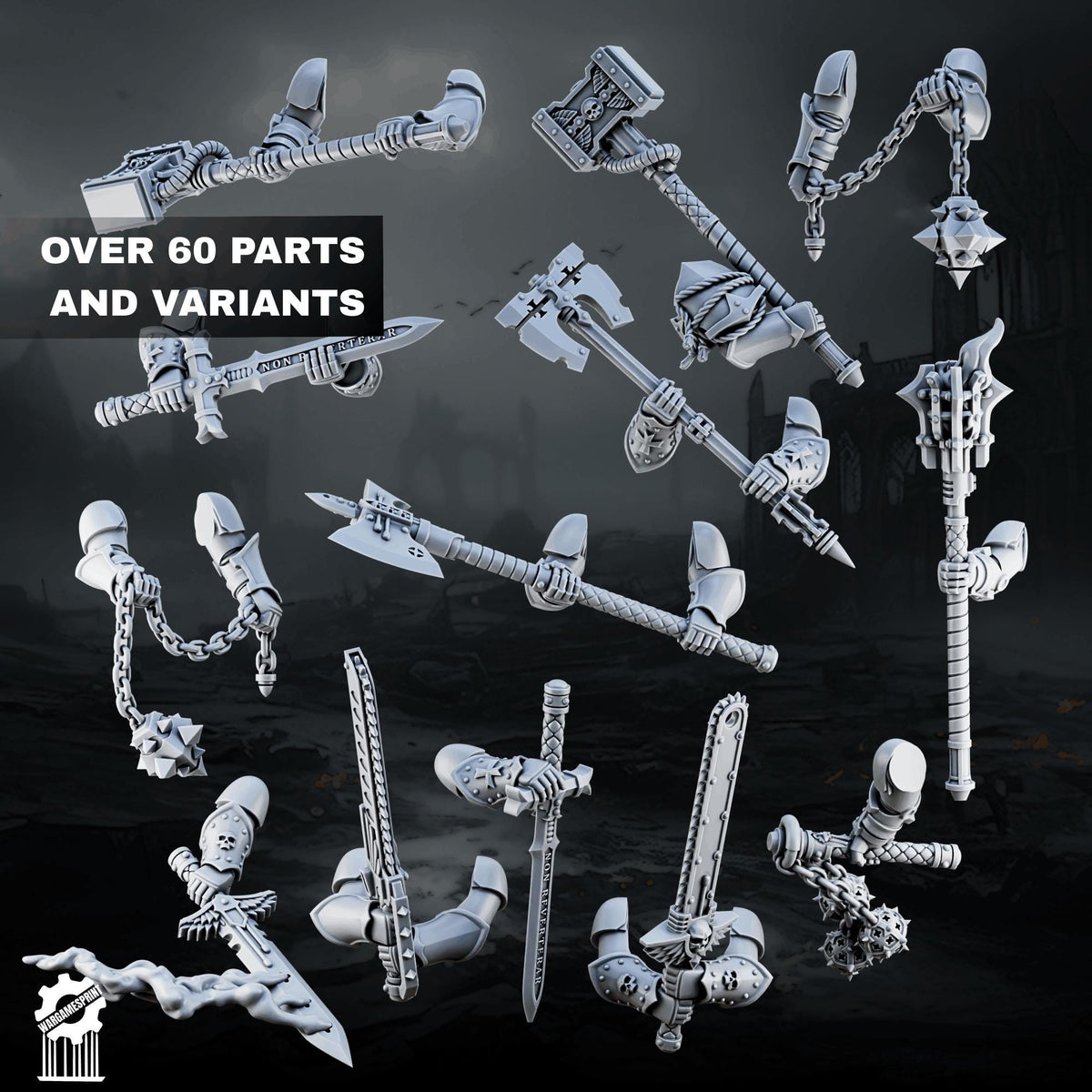 3d Printed Marine Crusader Melee Weapons Kit - 60+ pieces by Wargames Print