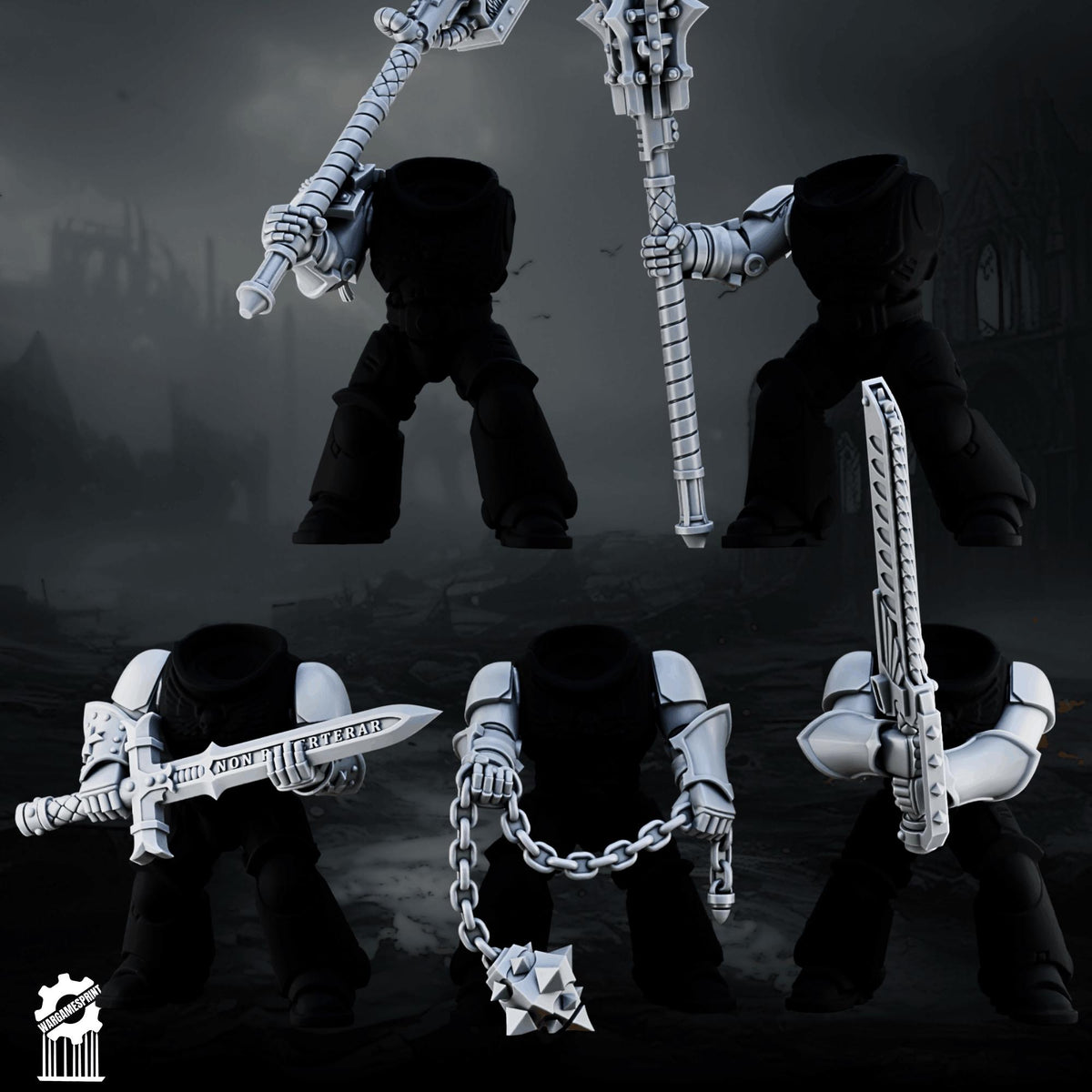 3d Printed Marine Crusader Melee Weapons Kit - 60+ pieces by Wargames Print