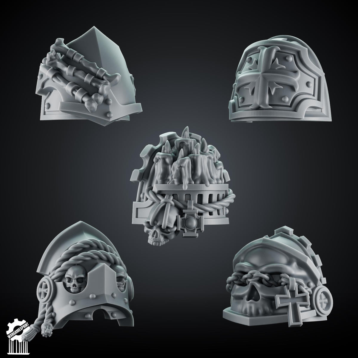3d Printed Marine Crusader Shoulders Set #2 x10 by Wargames Print