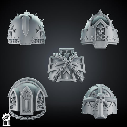 3d Printed Marine Crusader Big Shoulders Set #1 x10 by Wargames Print