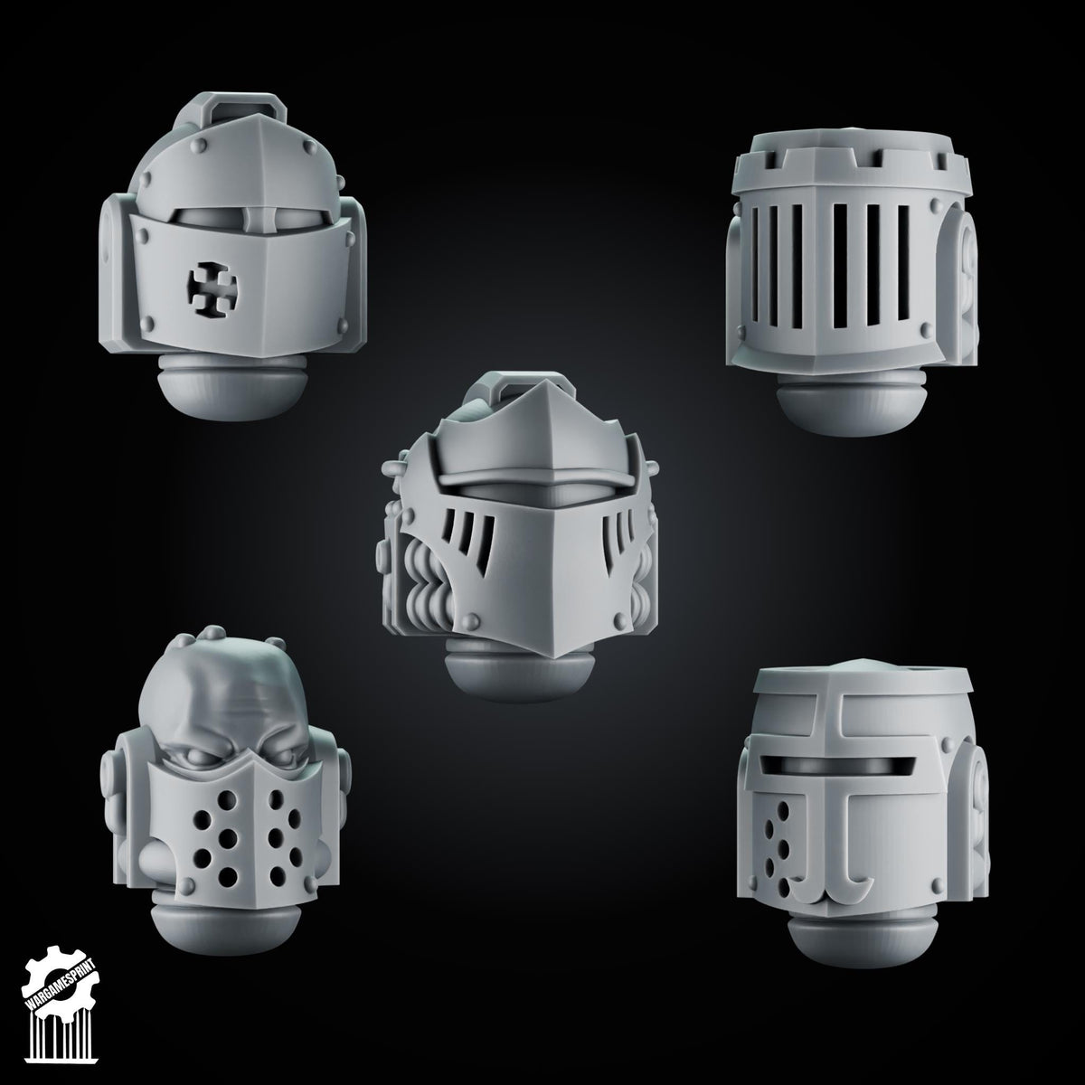 3d Printed Crusader Helmets Set #8 x10 by Wargames Print