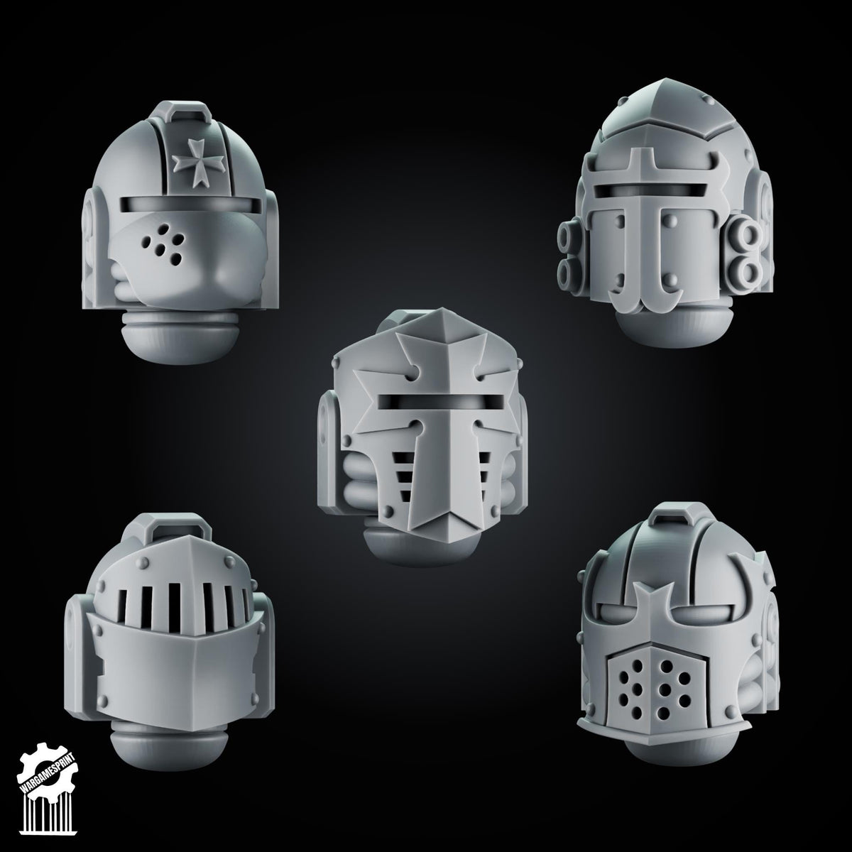 3d Printed Crusader Helmets Set #7 x10 by Wargames Print