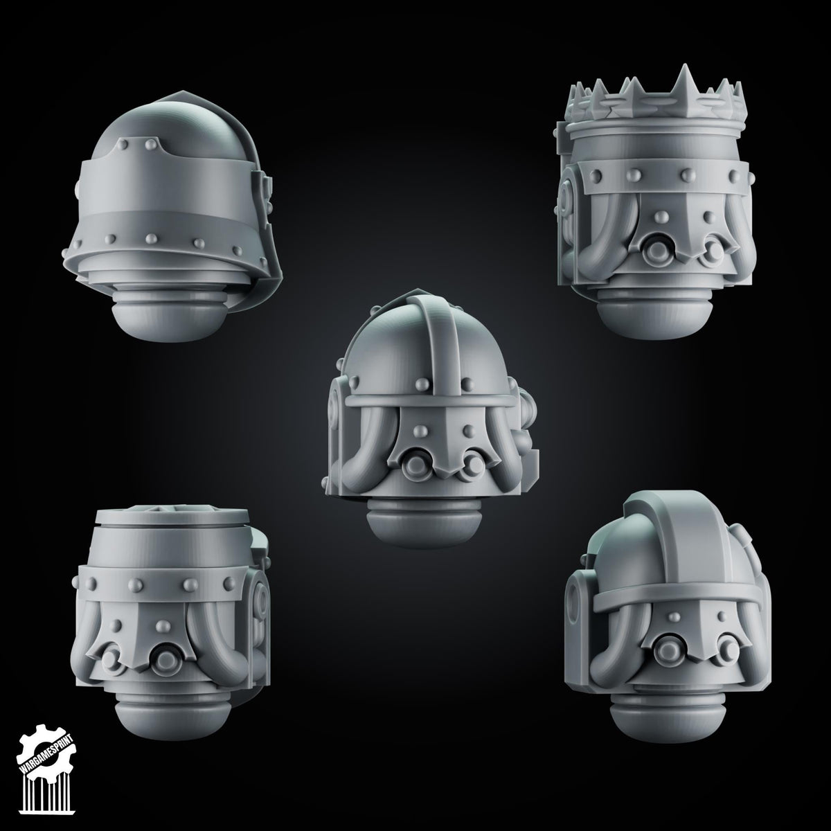 3d Printed Crusader Helmets Set #5 x10 by Wargames Print
