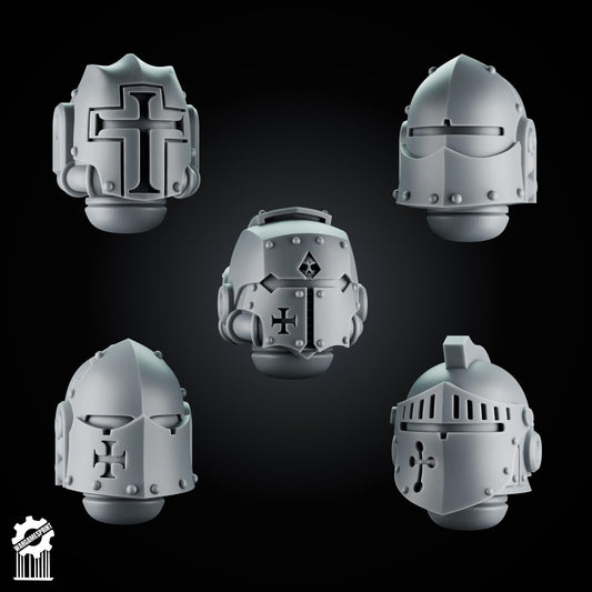 3d Printed Crusader Helmets Set #4 x10 by Wargames Print