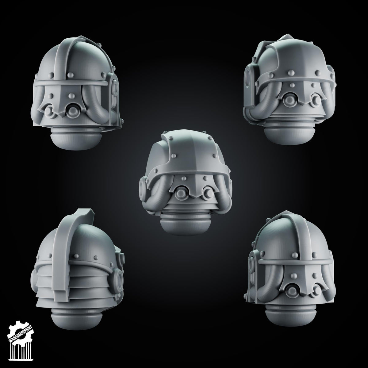 3d Printed Crusader Helmets Set #4 x10 by Wargames Print