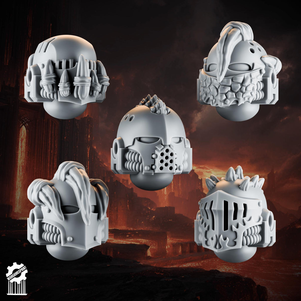 3d Printed Emberforge Helmets Set 2 x10 by Wargames Print