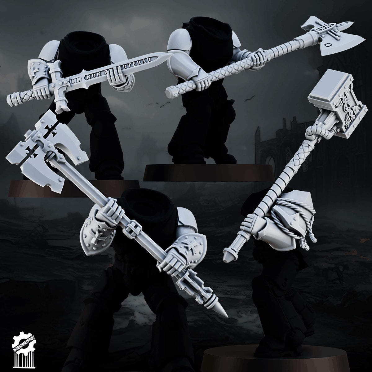 3d Printed Marine Crusader Melee Weapons Kit - 60+ pieces by Wargames Print