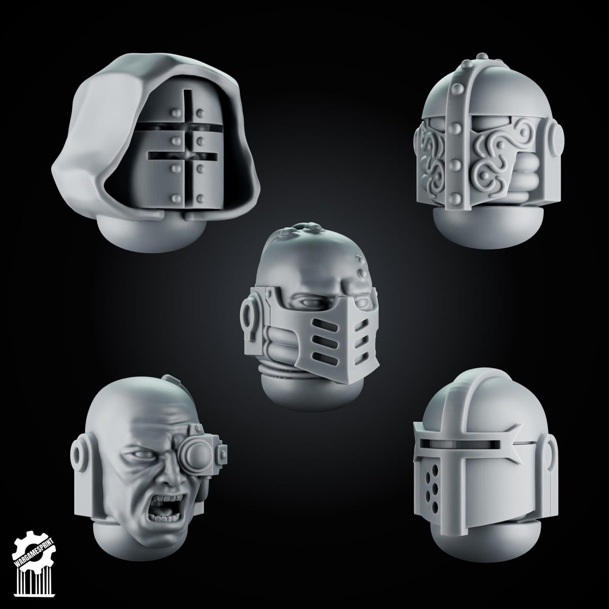 3d Printed Crusader Helmets Set #2 x10 by Wargames Print