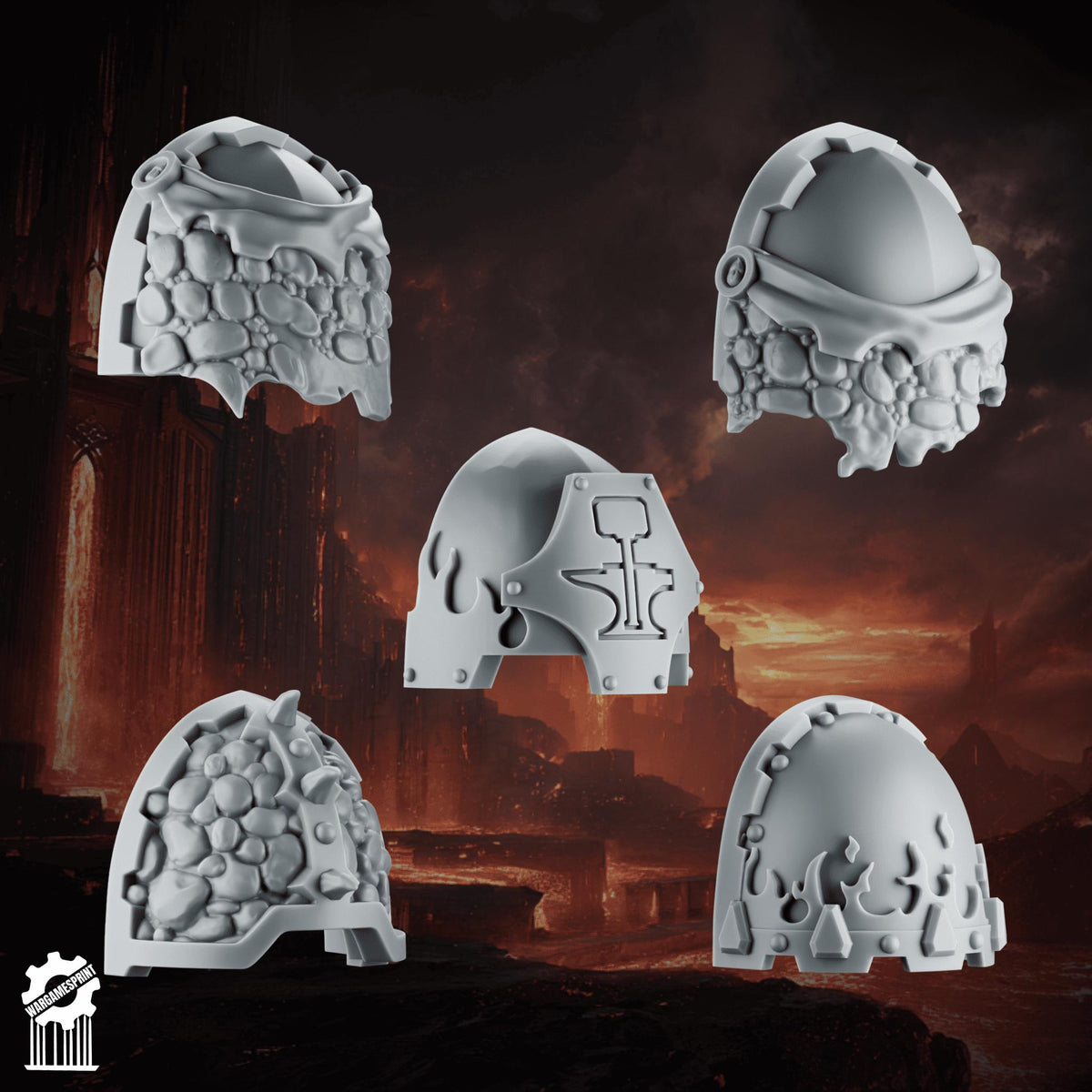 3d Printed Emberforge Shoulders Set #5  x10 by Wargames Print
