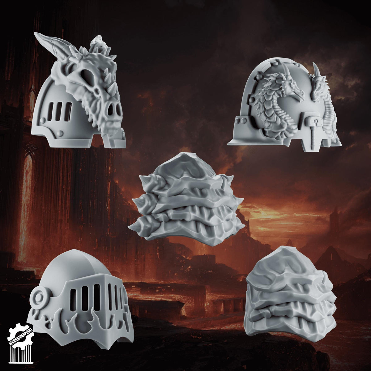 3d Printed Emberforge Shoulders Set #4  x10 by Wargames Print