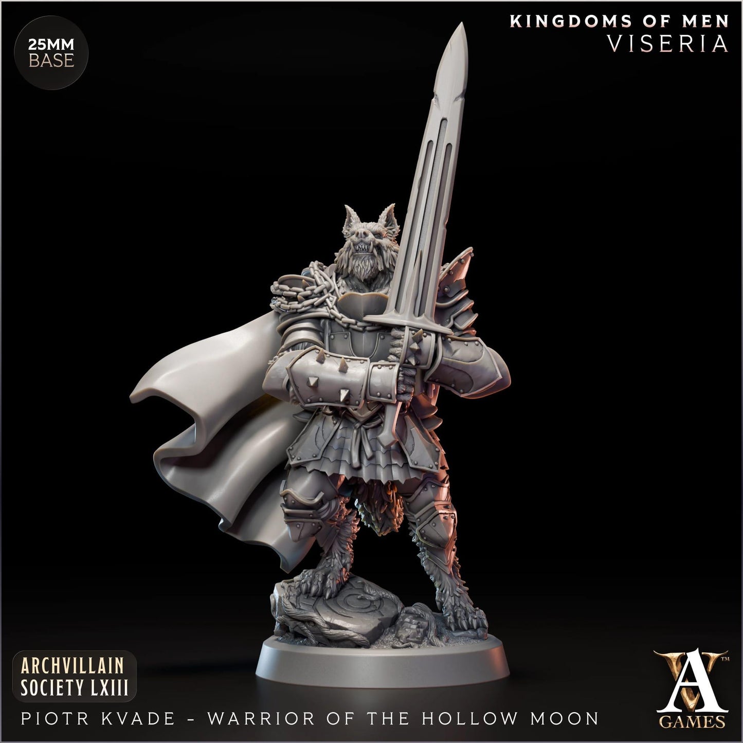 3D Printed Piotr Kvade- Warrior of the Hollow Moon by Archvillain Games