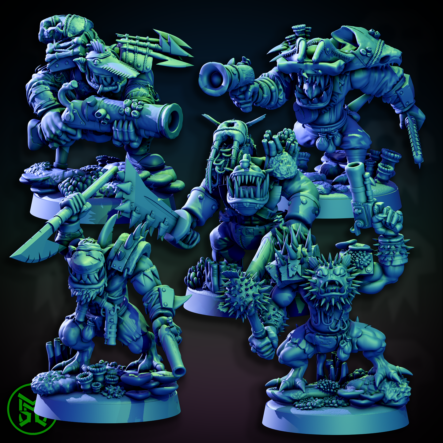 3d Printed Pirate Ork Beast Boys by Mekka Miniatures