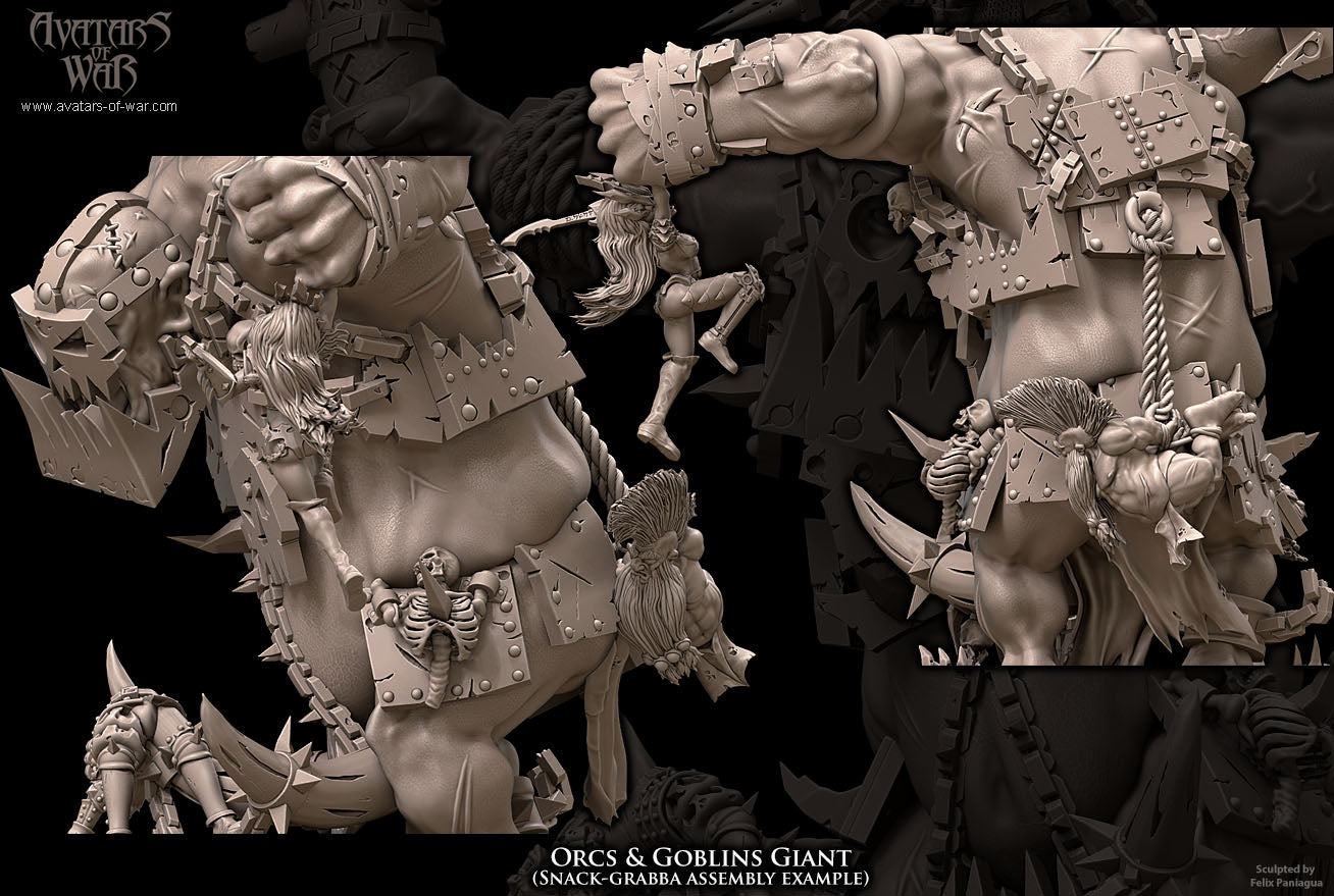 3D printed Orc and Goblin Giant by Avatars of War