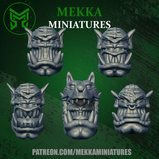 3d Printed Feral Ork Heads x10 by Mekka Miniatures